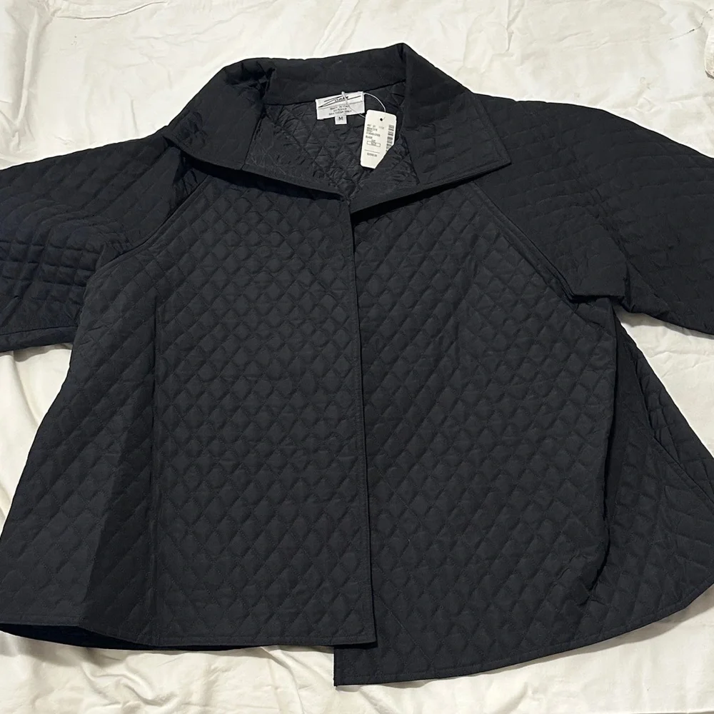 Zoran Black Quilted Pea Coat - Picture 3 of 6